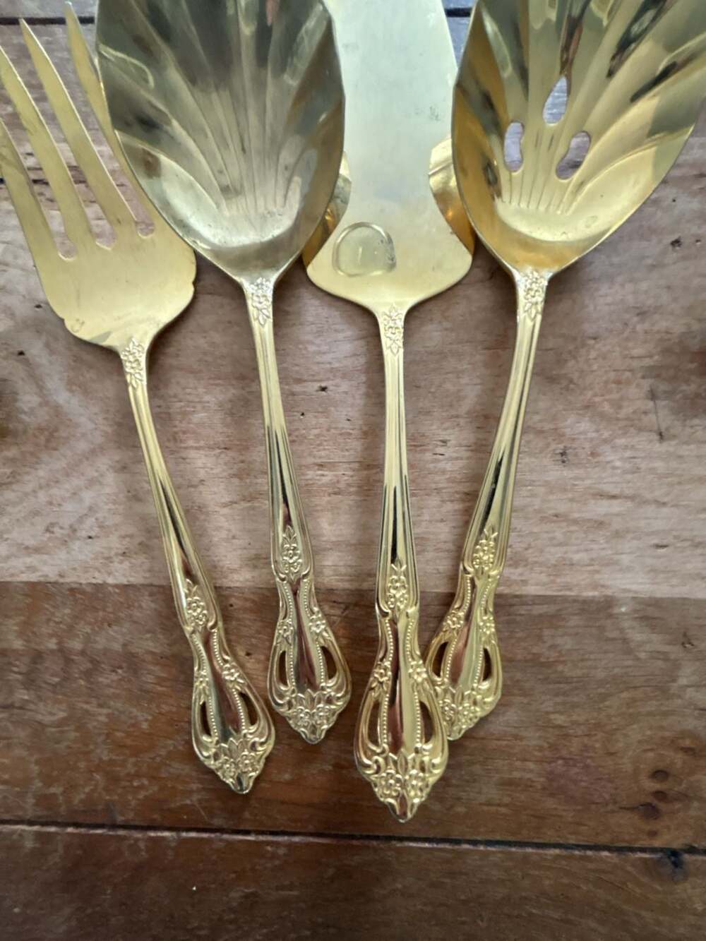 Vintage Gold Tone Stainless Steel Flatware Set, Korea